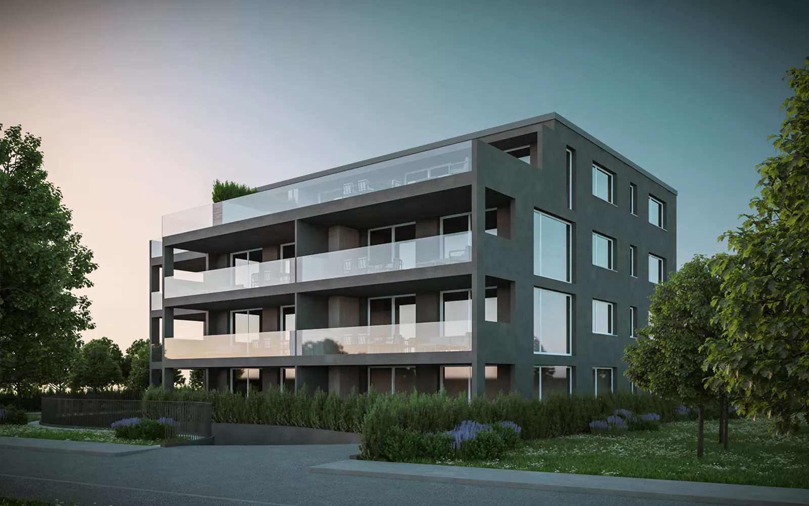 Immeuble résidentiel moderne avec balcons en verre